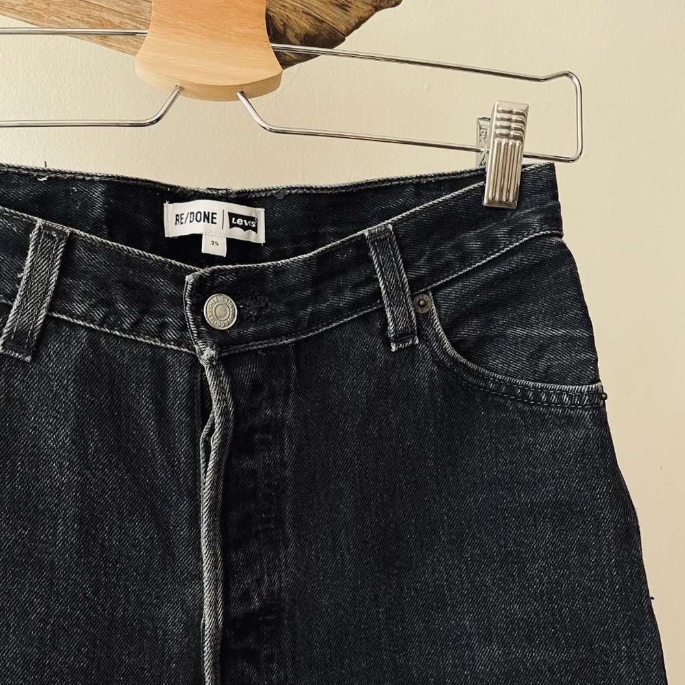 RE/DONE X LEVIS FADED BLACK JEANS - SIZE 25 - CROP STOVE PIPE - HIGH RISE